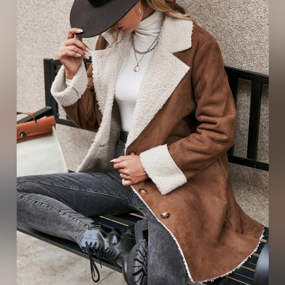 Jackets & Blazers - Teddy Lined Suedette Coat